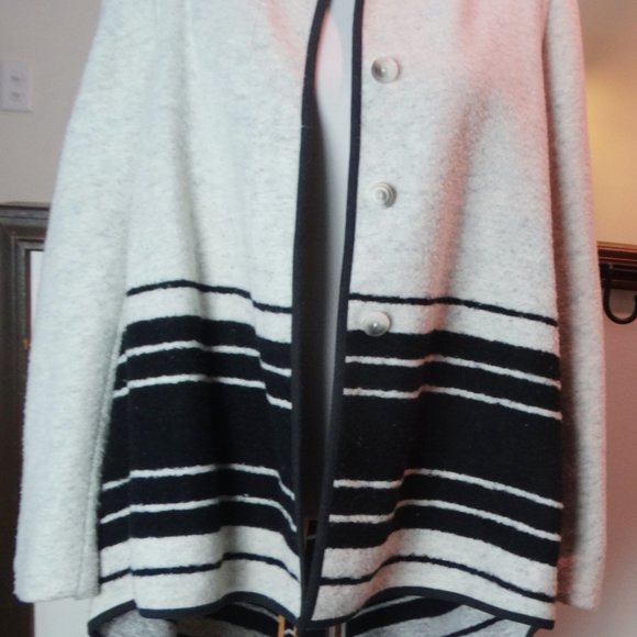 Anthropologie ELEVENSES Asymmetrical long Jacket/Coat LARGE Ardsley striped - Picture 3 of 11